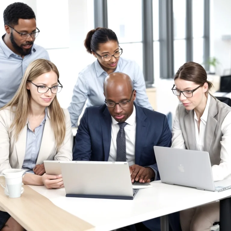 Flujo de trabajo empresarial digital con gráficos y estadísticas