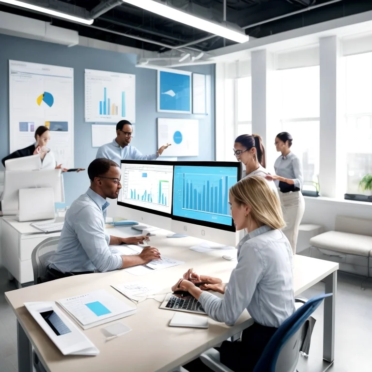 Ilustración de gestión de datos en software empresarial