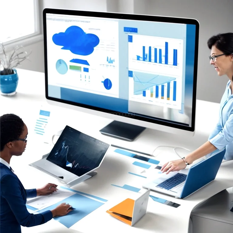 Persona usando laptop para gestionar software empresarial